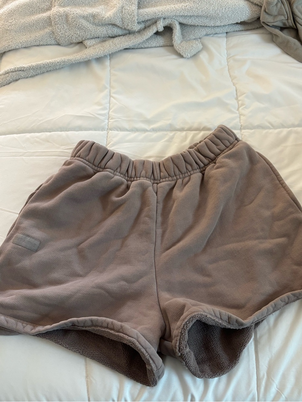 SET Active Plush Fleece Athletic Shorts - Taupe Gray